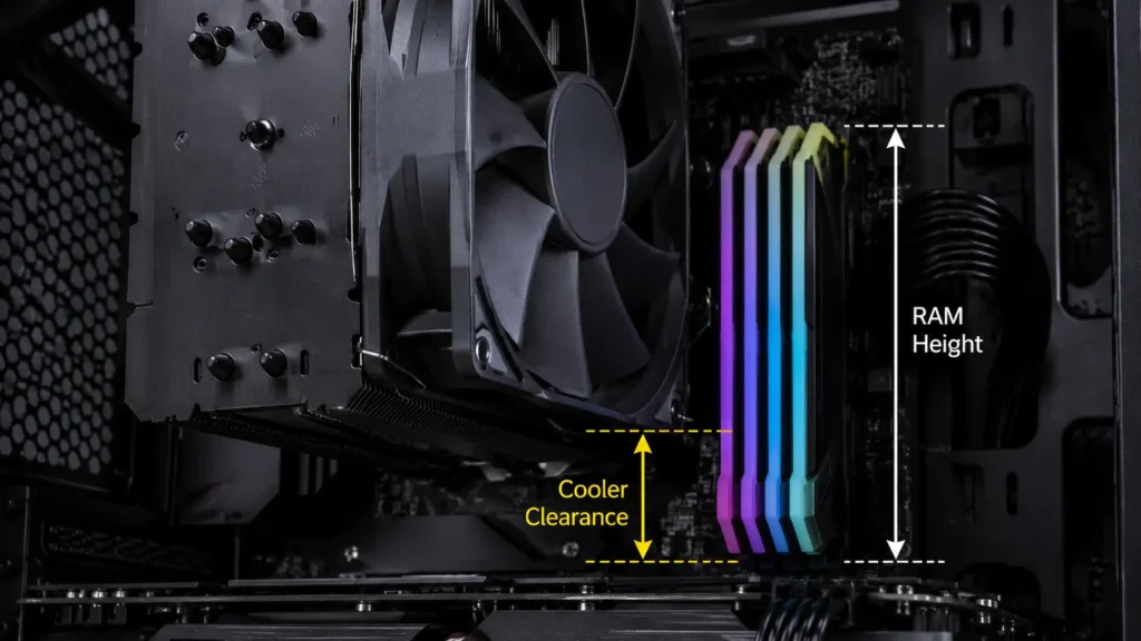 How to Check RAM Clearance with CPU Coolers: RAM height and cooler clearance inside a PC build