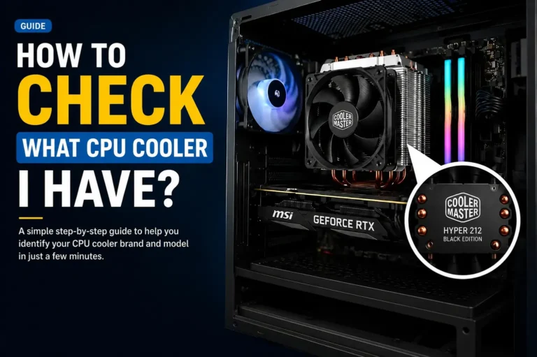 how to check what cpu cooler i have by opening pc case and identifying the cpu air cooler above the processor